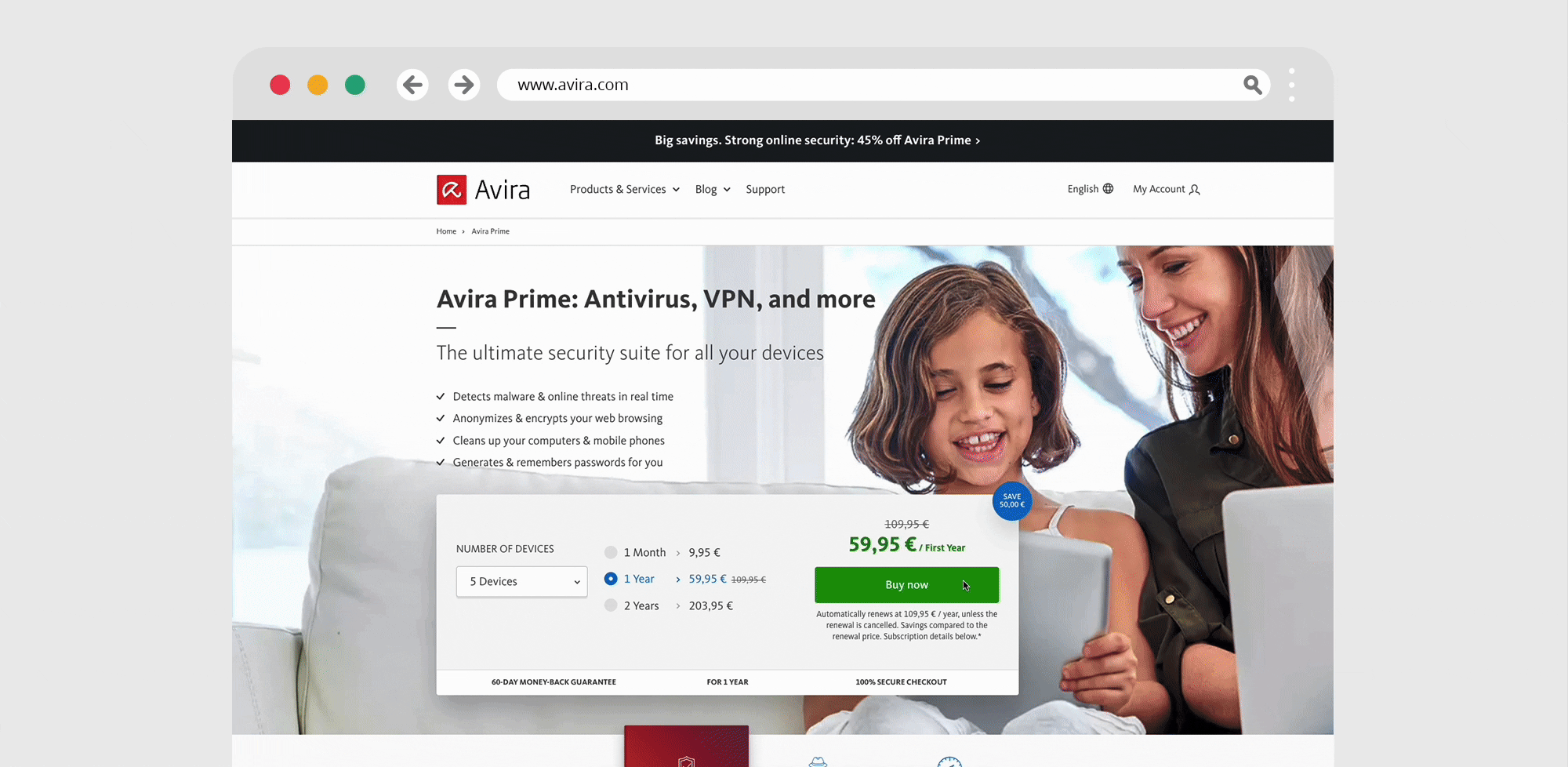 Avira checkout redesign prototype animation